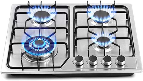 Amazon.com: 22″x20″ Built in Gas Cooktop 4 Burners Stainless Steel Stove with NG/LPG Conversion Kit Thermocouple Protection and Easy to Clean (20Wx22L): Appliances Best Gas Stove, Chassis Design, Cook Top Stove, Stainless Steel Stove, Freestanding Fireplace, Burner Stove, Iron Grate, Gas Cooker, Gas Cooktop