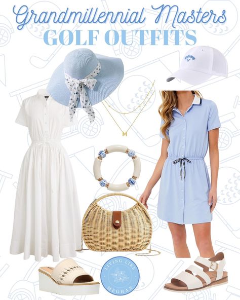 The Masters tournament is next weekend & a lot of y’all were loving the outfit I rounded up last month! Here are some more outfit whether you are going to The Masters, a party/hosting, or just drink Chardonnay at the club house! ⛳️🥂 Shop outfits in my LTK (link in bio), or comment ‘MASTERS2’ in the comment section below to get the details sent to your DMs! 🫶🏻 golf course • golf outfit • the masters tournament • Augusta • grandmillennial • blue and white • classic style • preppy style • golf... Women’s Golf Spectator Outfit, What To Wear To Masters Golf Tournament, Golf Championship Outfit, Top Golf Date Outfit, The Masters Tournament, Shop Outfits, Masters Tournament, Party Hosting, Style Preppy