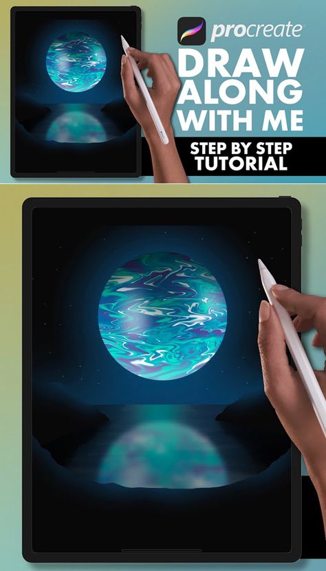 How to Draw a Space Themes in Procreate Step By Step Tutorial Procreate Ipad Tutorials How To Draw, Procreate Artwork Digital Art, Procreate Tutorial Step By Step Easy, Digital Art Beginner Step By Step, How To Draw In Procreate, Cute Procreate Drawings, Procreate Tutorial Beginner, Procreate Guide, Procreate Tutorial Step By Step