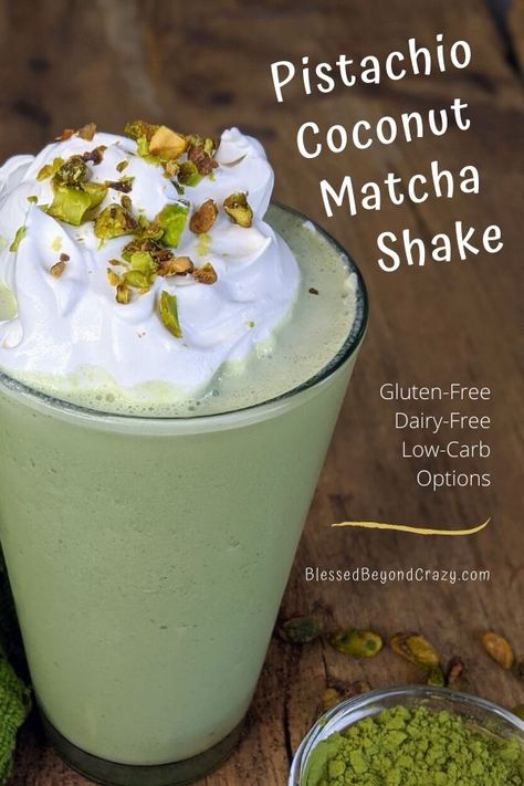 Pistachio Shake, Matcha Shake, Matcha Drink Recipes, Coconut Matcha, Gluten Free Brands, Dairy Free Low Carb, Matcha Drink, Matcha Recipe, Healthy Smoothie