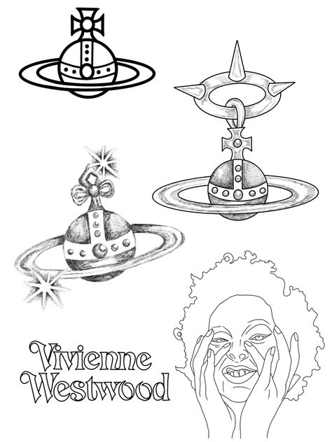 Vivienne Westwood Drawing Designs, Vivienne Westwood Logo Tattoo, Vivienne Westwood Tattoo Design, Vivian Westwood Tattoos, Vivienne Westwood Orb Tattoo, Vivienne Westwood Sketches, Vivienne Westwood Tattoo Ideas, Vivienne Westwood Drawing, Vivienne Westwood Planet