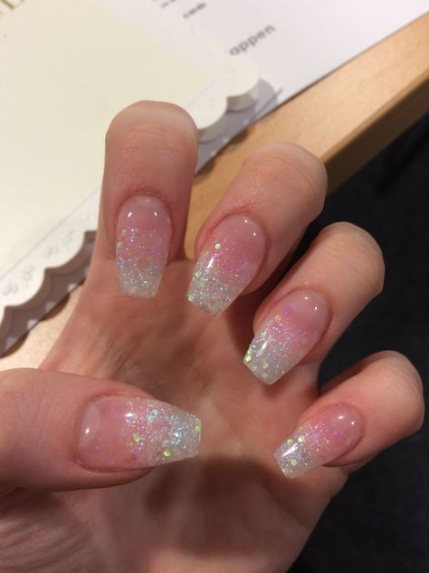 Nail Design Glitter, Natural Acrylic Nails, Glitter Nails Acrylic, Ombre Nails Glitter, Ombre Acrylic Nails, Simple Acrylic Nails, Christmas Nails Acrylic, Nails Polish, Acrylic Nails Coffin Short