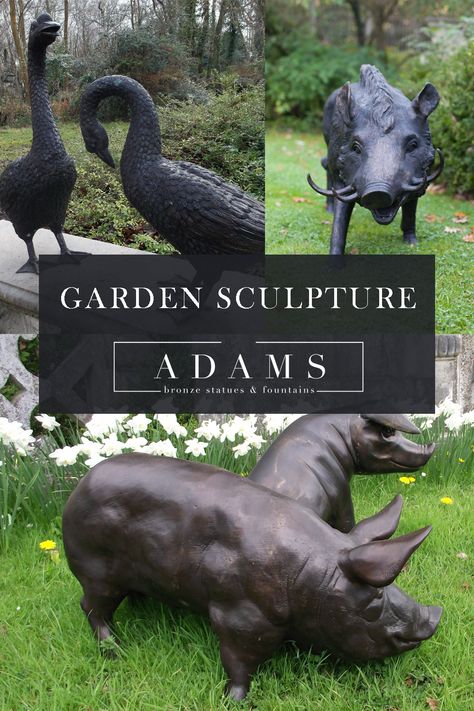 Garden Statues For Sale, Unusual Garden Ornaments, Garden Animal Statues, Sculpture Fountain, Statue Fountain, Animal Garden, Bronze Sculpture Animal, Art Pokemon, Animal Ornaments