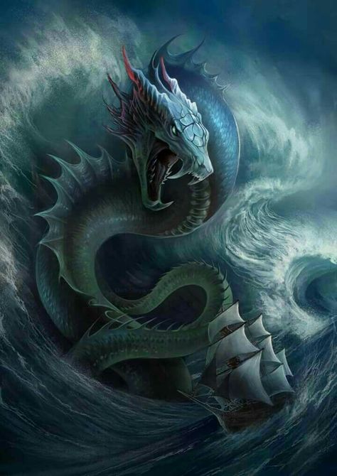 Leviathan Kama would make for a good tattoo Leviathan Tattoo, Legends And Myths, Water Dragon, Fantasy Beasts, Sea Dragon, Dragon Pictures, Deviant Art, Fantasy Monster, Dragon Artwork