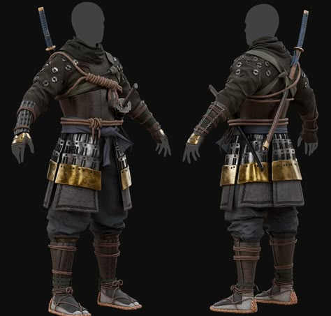 Ghost Armor Ghost Of Tsushima, Light Samurai Armor, Ghost Of Tsushima Cosplay, Ghost Of Tsushima Outfits, Ghost Of Tsushima Concept Art, Samurai Outfit Character Design, Sakura Redesign, Ghost Of Tsushima Armor, Samurai Armor Design