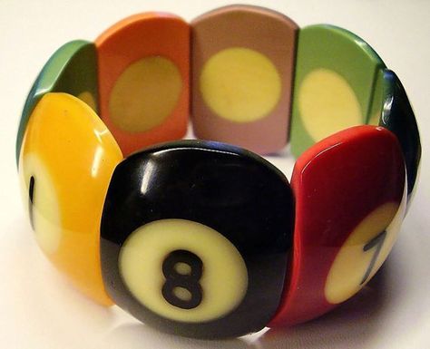 Pool Ball Jewelry, 8 Ball Bracelet, 8 Ball Jewelry, Twee Jewelry, Weird Bracelets, 80s Accessories Jewelry, Billiard Ball, 80s Jewelry, Fran Fine