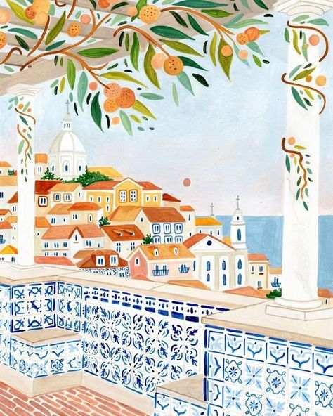 Amber Davenport, Travel Barcelona, Sicily Wedding, Painting Sketchbook, Mediterranean Art, Posters Wall Art, Wall Art Picture, Travel Illustration, Posters Wall