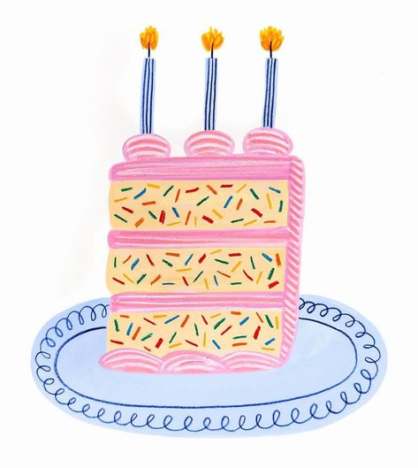 Funfetti Birthday Cake, Funfetti Birthday, Colored Pencil Illustration, Birthday Cake Illustration, Happy Birthday Illustration, Cake Drawing, Cake Illustration, Birthday Illustration, Funfetti Cake