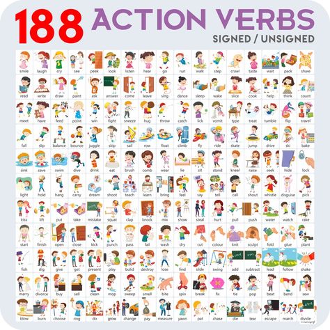 Action Words With Pictures, Action Words Activities, Action Verbs For Kids, Action Words For Kids, Action Verbs Flashcards, Action Verbs Activities, Simple Past Verbs, Action Verbs Worksheet, Road Safety Poster