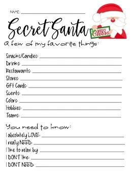 11+ Secret Santa Form Free Download EDITABLE [Word, PDF] Office Secret Santa Ideas Free Printable, Favorite Things List Questions Christmas, Work Secret Santa Questions, Christmas Secret Santa List, Family Secret Santa Questionnaire, Gift Exchange List Template, Free Printable Secret Santa Wish List, Secret Santa Form Free Printable, Secret Santa Template Free Printable