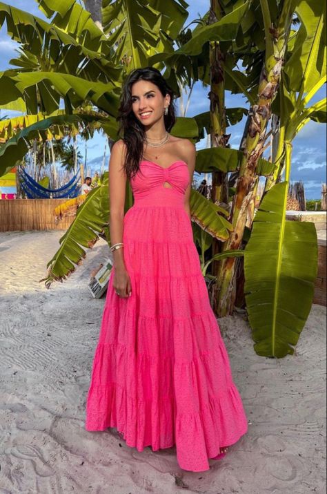 Flowy Tropical Dress, Red Tropical Dress, Beach Dresses Long, Summer Long Dresses Beach, Long Vacation Dress, Pink Beach Dress, Beach Formal Dress, Pink Beach Dresses, Beachy Maxi Dress