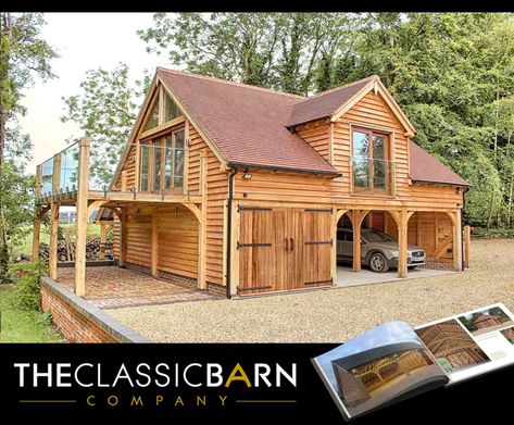 A bespoke Classic Barn oak framed garage with room above - Traditional - Garage - by The Classic Barn Company Garage With Room Above, Timber Frame Garage, Room Above Garage, Timber Garage, Oak Frame House, Garage Guest House, Oak Framed Buildings, Building A Garage, Wooden Building