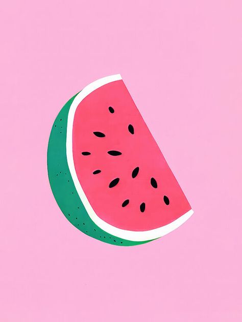 Enjoy the sweet taste of summer with Watermelon Pink Delight Fruit! Watermelon Art Illustrations, Melon Illustration, Vintage Decor Kitchen, Fruit Delight, Boho Vintage Decor, Watermelon Drawing, Watermelon Illustration, Flat Art, Watermelon Art