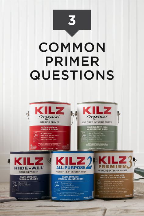 Whether you’re a DIY newbie or just looking to brush up on your home improvement skills, these common primer questions are sure to get your next project started off on the right foot. Here’s a sneak peek: did you know that Kilz offers different types of primers formulated to solve different problems in your home? Click to learn more. Kilz Paint, Kilz Primer, Chalk Paint Brushes, Flat Iron Waves, Primitive Kitchen, Paint Primer, Home Repairs, Re A, Shabby Chic Homes