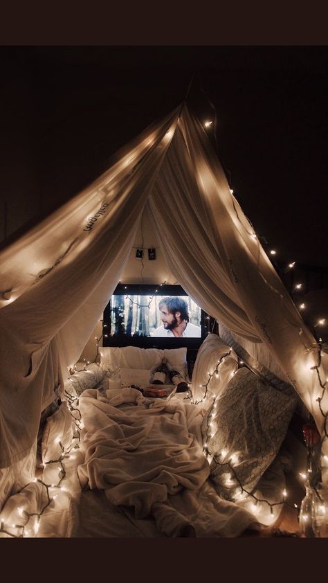 Fairy Lights, Bed, Wall, White