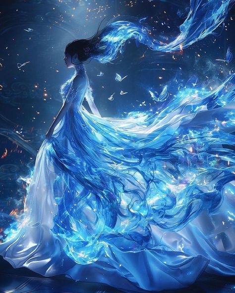 Water Magic Fantasy Art, Water Goddess Aesthetic, Goddess Of Water, Sci Fi Outfits, Canvas Painting Projects, Goddess Aesthetic, Dreamy Artwork, Girl In Water, Beautiful Angels Pictures