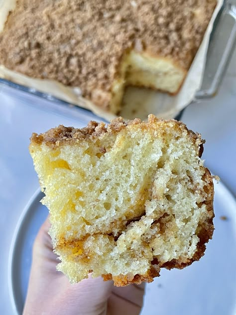 Greek Yogurt Coffee Cake - Figgin Delicious - Breakfast Greek Yogurt Carrot Cake, Morning Cake Recipes, Greek Yogurt Pound Cake Recipe, How To Use Up Greek Yogurt, Recipes With Plain Yogurt, Healthier Coffee Cake, Greek Yogurt Dessert Recipes, Dessert With Greek Yogurt, Coffee Cake Healthy