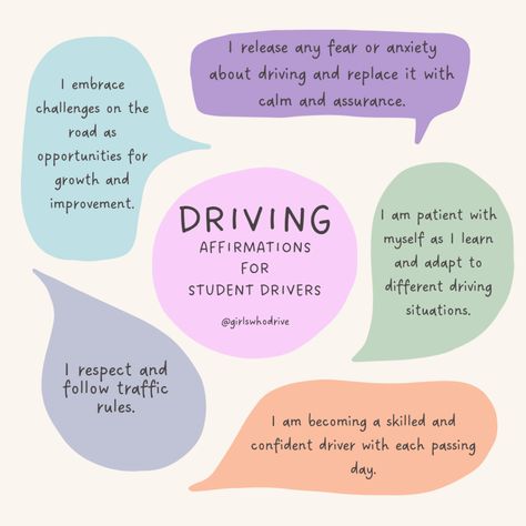 Driving Affirmations, Best Self Journal, Driving Theory, Drivers Test, Passed Driving Test, Become More Confident, Student Driver, Healing Journaling, Self Care Bullet Journal