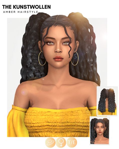 Sims 4 Natural Hair Cc Maxis Match, The Kunstwollen, Sims 4 Curly Hair, Amber Hair, Sims 4 Black Hair, Pelo Sims, Sims 4 Mm Cc, Sims 4 Expansions, Tumblr Sims 4