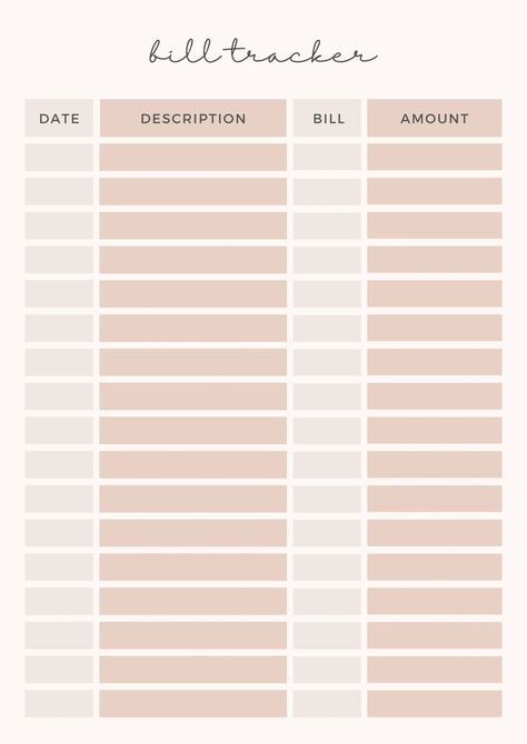 Minimalism Bill Tracker Sheet - Templates by Canva Printable Bill Tracker, Bill Tracker Printable, Budget Planner Template, Budgeting 101, Monthly Bill, Bill Tracker, Planner Sheets, Monthly Budget Planner, Budget Tracker