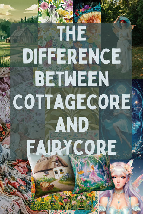 The difference between cottagecore and fairycore Cottagecore Fairycore Aesthetic, Faerie Core Aesthetic, Fairycore Diy Crafts, Fairy Core Home Decor, Nature Core Aesthetic, Cottage Core Fairy, Cottage Fairy Aesthetic, Fairy Core Decor, Fairy Cottage Core