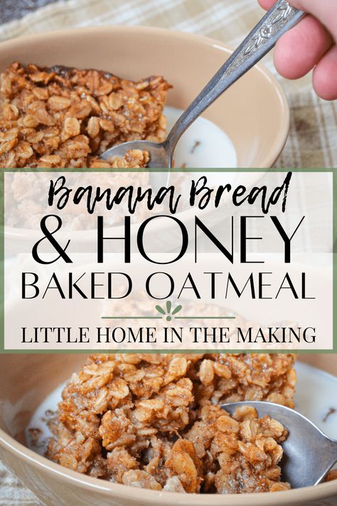 Banana Bread Honey, Bread And Honey, Oatmeal Casserole, Healthy Baked Oatmeal, Banana Bread Baked Oatmeal, Baked Oatmeal Healthy, Baked Oatmeal Recipe, Banana Baked Oatmeal, Healthy Oatmeal Recipes