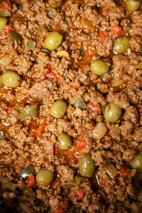 Traditional Picadillo (Cuban) - Fat Girl Hedonist Crock Pot Picadillo, Easy Picadillo Recipe Simple, Cuban Beef Picadillo, Cuban Picadillo Authentic, Picadillo Recipe Puerto Rican, Picadillo Recipe Mexican Authentic, Picadillo Recipe Cuban, Ground Turkey Picadillo, Picadillo Con Papas Recipe