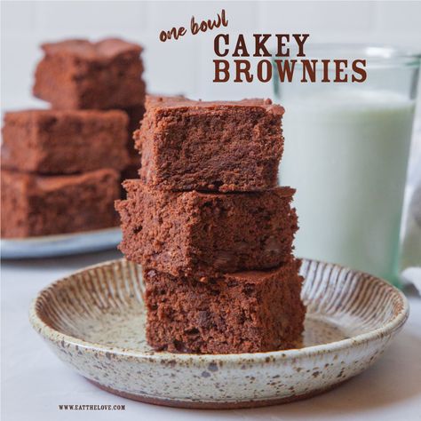 Cakey Brownies | Cakey Brownie Recipe | Eat the Love Cakey Brownie Recipe, Cakey Brownies, Dessert Squares, Brownies Recipe Homemade, A Glass Of Milk, Brownies Recipe, Brownie Recipe, Brownie Cake, Simply Recipes