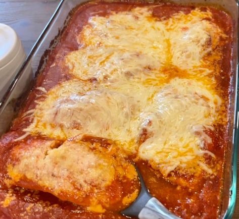 Meals With Maria, Chicken Parm With Chicken Patties, Lazy Chicken Parmesan Baked Spaghetti, Chicken Parm With Frozen Chicken Patties, Lazy Chicken Parm, Chicken Parmesan With Frozen Patties, Chicken Parm Sides, Chicken Parm Crockpot Recipes, Chicken Parm Lasagna Recipe