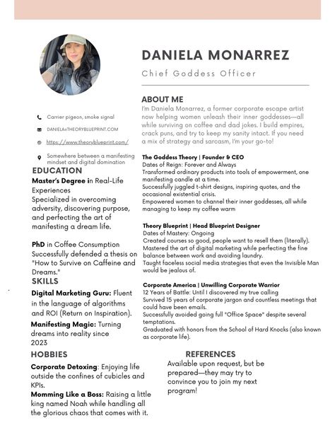 🌟 Hey IG Fam! 🌟 I’m super excited to connect with more amazing people here, so I thought I’d share a little bit about me in a fun and quirky way. I’ve put together a short, playful resume that gives you a glimpse into my journey and what I’m all about. Check it out, and let’s connect—I’d love to get to know you and see how we can support and empower each other! 💪✨ #EntrepreneurLife #WomenSupportingWomen #DigitalMarketing #ManifestYourDreams #GirlBoss #Networking #Empowerment #SmallBusiness... It Network, Women Helping Women, Amazing People, Juggling, Super Excited, Dad Jokes, Women Supporting Women, Getting To Know You, Getting To Know