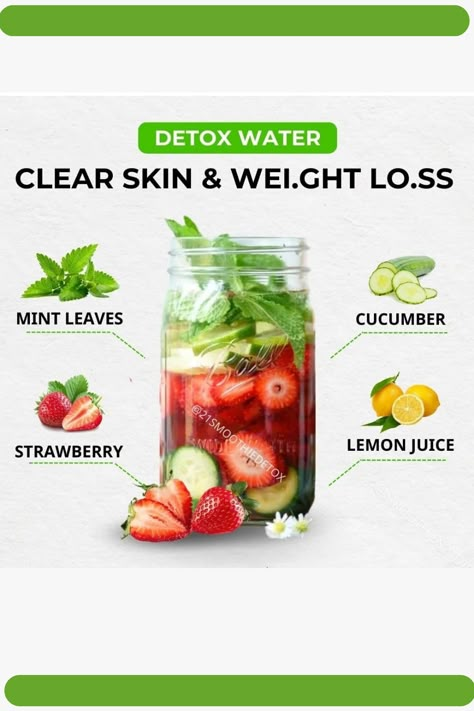 Detox Water For Clear Skin & Weight Loss !#weightlossmotivation #weightlossdiet #weightlossrecipes #weightlossforwomen #lose #loseweightquick #losebellyfatdrink #fitness #fit #fatlosstips Vegetarian Meals Healthy, Water For Clear Skin, Healthy Water Recipes, Detox Water For Clear Skin, Soccer Workout, Detox Water Fat Burning, Slim Down Drink, Healthy Juicer Recipes, Bored Jar