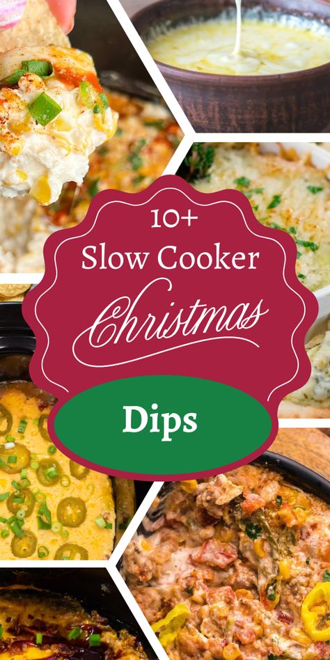 10 Slow Cooker Christmas Dips Holiday Crockpot Dips, Warm Christmas Dips, Christmas Crockpot Dips, Crockpot Dips For Christmas, Healthy Crockpot Dips, Easy Dip Recipes Crock Pots, Slow Cooker Dips And Appetizers, Party Dips Crockpot, Crockpot Dips For Parties Easy