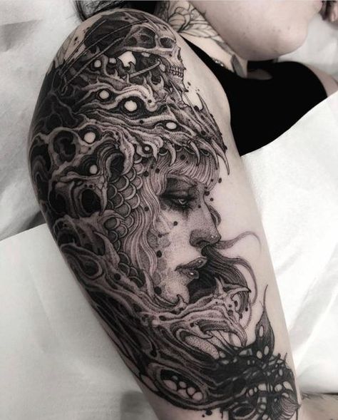 Real Tattoos, Vampire Tattoo, Upper Back Tattoos, Men Tattoos Arm Sleeve, Tattoo Magazine, Witch Tattoo, Ornamental Tattoo, Gothic Tattoo, Badass Tattoos