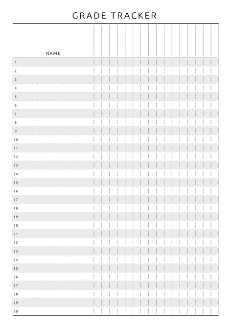 Printable grade book template in original style for school and college teachers. Plan your units, lessons or school terms and keep track of class academic progress. One page has 30 sections for 30 students and 16 columns for each lesson.  #lessonplantemplate #customteacherplanners #lessonplanner #digitalplanner #planneraddict School Templates Printables, Grading Sheets For Teachers, Planer For School, Grade Tracker Printable Free, Study Templates Printables, Grade Tracker Template, Class Tracker Planner, Student Grade Sheet, Grade Tracker Printable