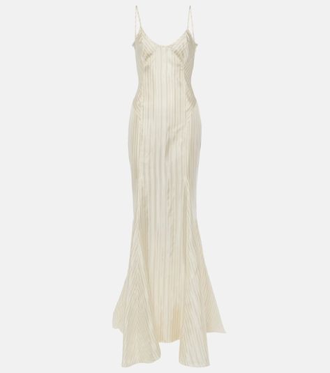 Find Attico Striped Satin Slip Dress on Editorialist. Material: 53% acetate, 47% viscose. Care instructions: do not wash. Made in Italy. Designer color name: Light Grey/ Black . Closure: zipped side, hook fastening. Little Women Wedding, White Satin Dress, Boutique Resort, White Slip Dress, The Attico, Fantasy Gowns, Satin Slip, Satin Slip Dress, Style Maxi Dress