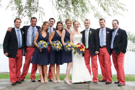 Nautical Connecticut Wedding from IRIS Photography  Read more - http://www.stylemepretty.com/2011/04/27/nautical-nantucket-wedding-from-iris-photography/ Beach Wedding Groom, Preppy Wedding, Nantucket Wedding, Nantucket Red, Spring Semester, Groom And Groomsmen Attire, Cape Cod Wedding, Wedding Groomsmen, Seaside Wedding