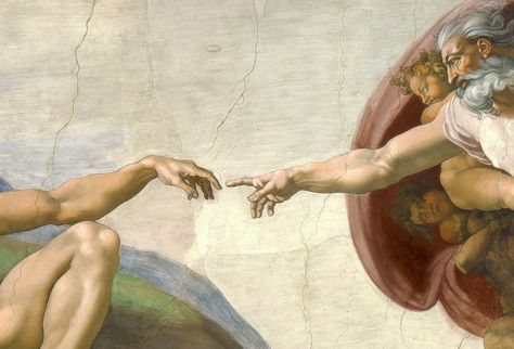 Detail of the Sistine Chapel Ceiling by Michelangelo Sistine Chapel Michelangelo, Michelangelo Paintings, Mirror Border, Friend Of God, The Creation Of Adam, Living Wall Art, Vatican Museums, Sistine Chapel, Caravaggio