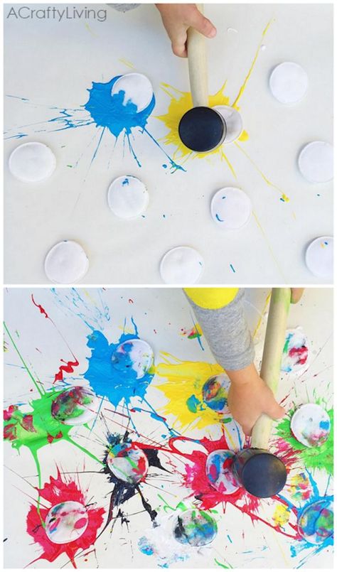 Diy Kid Activities, Paint Splats, Painting Activities, Action Painting, Art Activities For Kids, Diy Activities, Creative Painting, Camping Crafts, Jackson Pollock