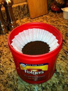 Genius Premeasured Coffee Filters Folgers Coffee Container, Plastic Coffee Containers, Coffee Can Crafts, Reuse Containers, Coffee Canisters, Folgers Coffee, Relaxing Candles, Coffee Container, Coffee Canister