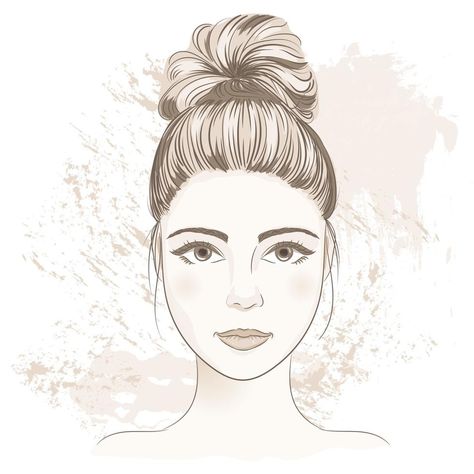 Fancy Hair Bun, Fancy Hair Buns, Bun Drawing, Fancy Hair, Sketch Portrait, Fancy Hairstyles, Hair Bun, Woman Drawing, Unique Hairstyles