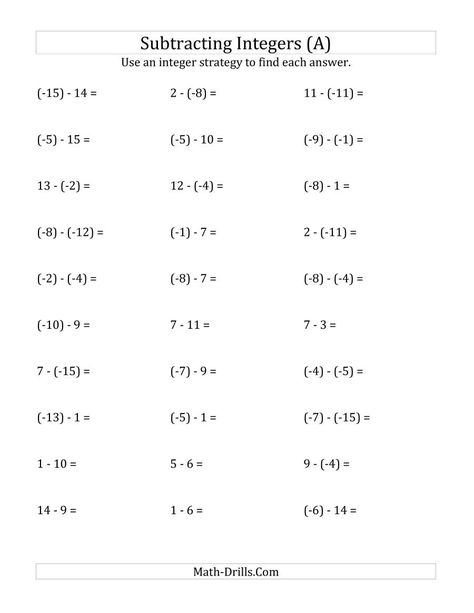 Adding Integers Worksheet, Subtracting Negative Numbers, Subtracting Integers Worksheet, Negative Numbers Worksheet, Multiplying And Dividing Integers, Adding Integers, Math Integers, Adding And Subtracting Integers, Math Fact Worksheets