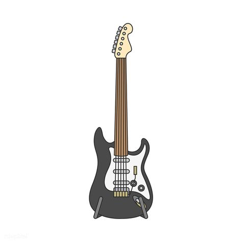 Electric guitar illustration isolated on white | free image by rawpixel.com / manotang Cartoon Electric Guitar, Electric Guitar Illustration, Guitar Doodle, Drums Pictures, Watercolor Music, Guitar Icon, Minimal Icon, Electric Guitar Art, Guitar Poster