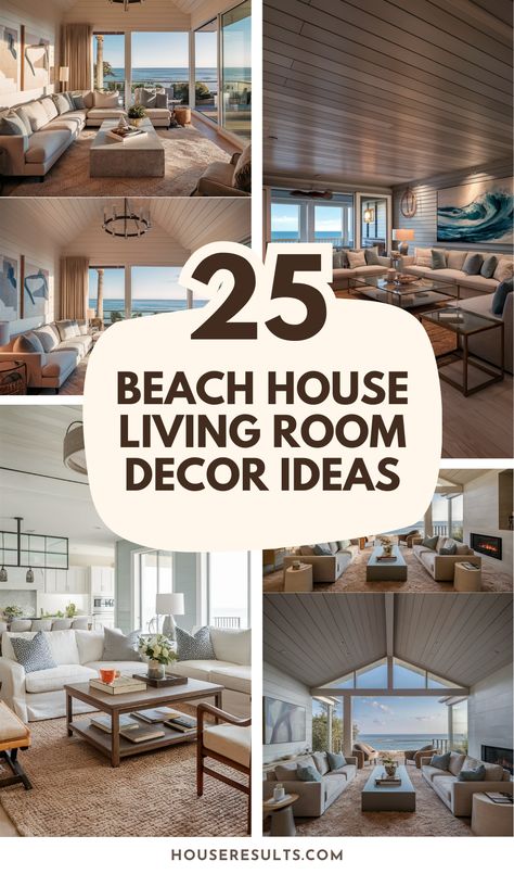 🌴🛋️ Infuse your home with beachy elegance! Find beach house living room decor ideas to transform your space into a coastal haven. 🌊🏡 #BeachHouseLivingRoomDecorIdeas #CoastalStyle Small Beachy Living Room Ideas, Living Room Designs Beach House, Beach Lounge Room, Beach Home Decor Ideas, Elegant Beach House Decor, Costal Beach Aesthetic House, Living Room Designs Beach, Coastal Living Room Decor Ideas, Beach Condo Decorating Ideas