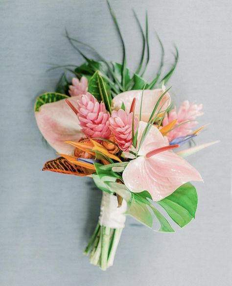 We will never tire of the many different ways tropical florals can be constructed for unique island wedding looks. This bouquet was perfect for our beach destination bride in South Florida at wedding venue Historic Walton House. #tropicalflowers #tropicalwedding #islandwedding Tropical Flowers Bouquet, Tropical Bridal Bouquet, Walton House, Tropical Wedding Bouquets, Tropical Wedding Decor, Tropical Flower Arrangements, Tropical Wedding Inspiration, Tropical Florals, Tropical Wedding Flowers