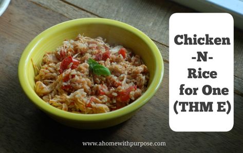 Chicken-N-Rice for One (E) | A Home with Purpose Single Meals, Healthy Dinner For One, Trim Healthy Mama Diet, Single Serve Meals, Thm Dinner, Trim Healthy Recipes, Trim Healthy Mama Plan, Trim Healthy Momma, Trim Healthy Mama Recipes