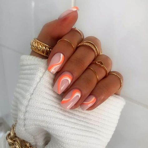 50+ Vacation Nails To Give You Inspiration! - Prada & Pearls Simple Acrylic Nails, Short Square Acrylic Nails, Makijaż Smokey Eye, Cute Gel Nails, Vacation Nails, Acrylic Nails Coffin Short, Summer Acrylic Nails, Short Acrylic Nails Designs, Orange Nails