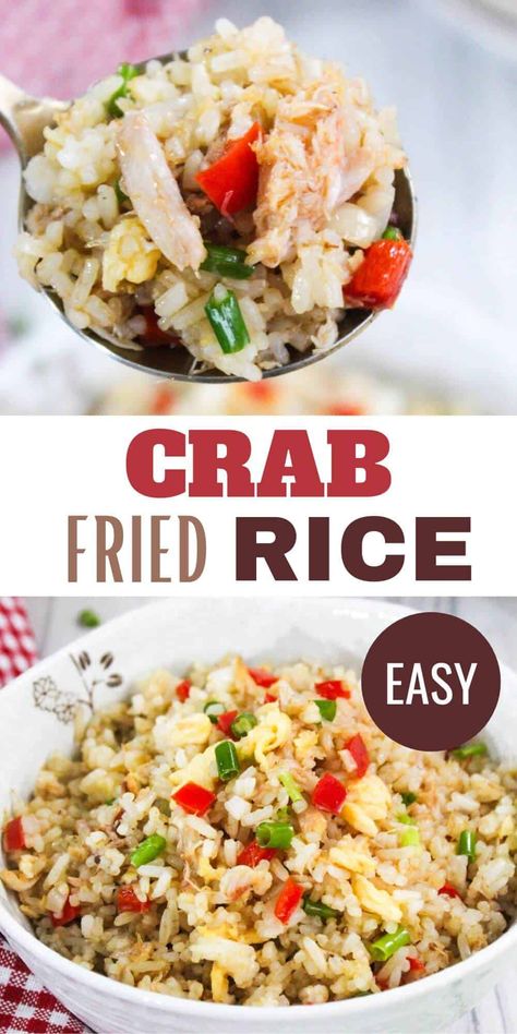 Chinese Food Recipes Crab Meat, Crab And Rice Recipes, Crab Rice Recipe, Crab Meat Recipes Easy, Thai Crab Fried Rice, Canned Crab Meat Recipes, Crab Fried Rice Recipe, Shrimp And Rice Dishes, April Recipes