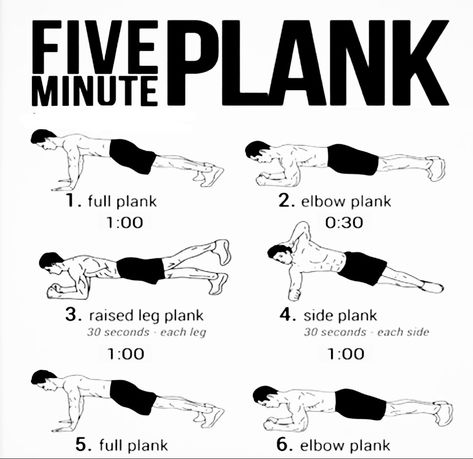 Full plank Elbow plank Raised leg plank Side plank But I want to suggest you Full plank Elbow plank is enough Just for 5minutes. Backwards Plank, Five Minute Plank, Wall Workouts, Full Plank, Elbow Plank, Side Planks, Plank Position, Plank Hold, Wall Workout