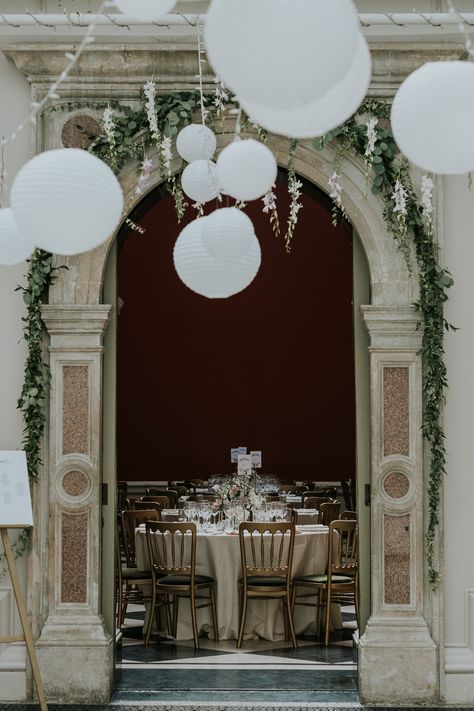 Hampton Court House Wedding With Pastel Flowers & White Hanging Lanterns With Children\'s Entertainment & Images From Joanna Nicole Photography Hampton Court House Wedding, Hampton Court House, German Wedding, Flower Board, Stunning Wedding Venues, House Weddings, Hampton Court Palace, Wedding Table Flowers, Wedding Venue Inspiration