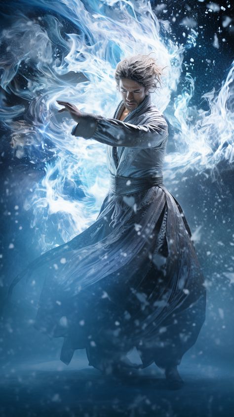 Ice Wizard Male, Ice Mage Male, Ice Sorcerer, Frost Mage, Ice Wizard, Mage Robes, Ice Mage, Supernatural Men, Wizard Art